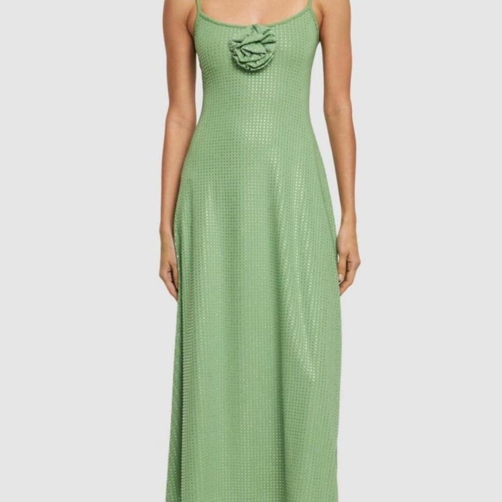 WeWoreWhat Green Maxi Sundress Spaghetti Strap Wedding Guest